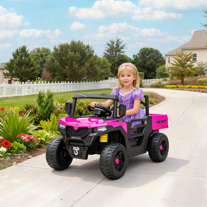 12V Kids Ride on Car, Kids UTV with Electric Dump Bed, Pink