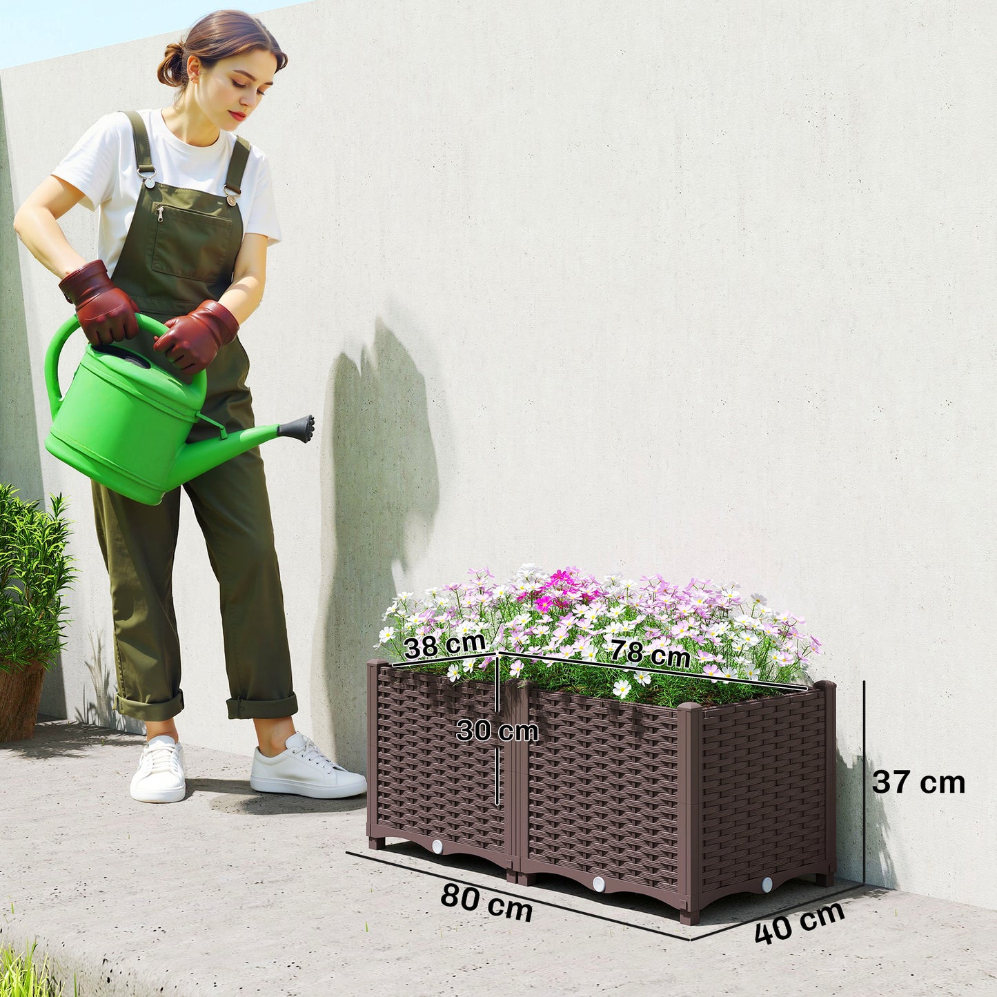 Plastic Raised Garden Bed with Legs and Drainage Holes and Plugs