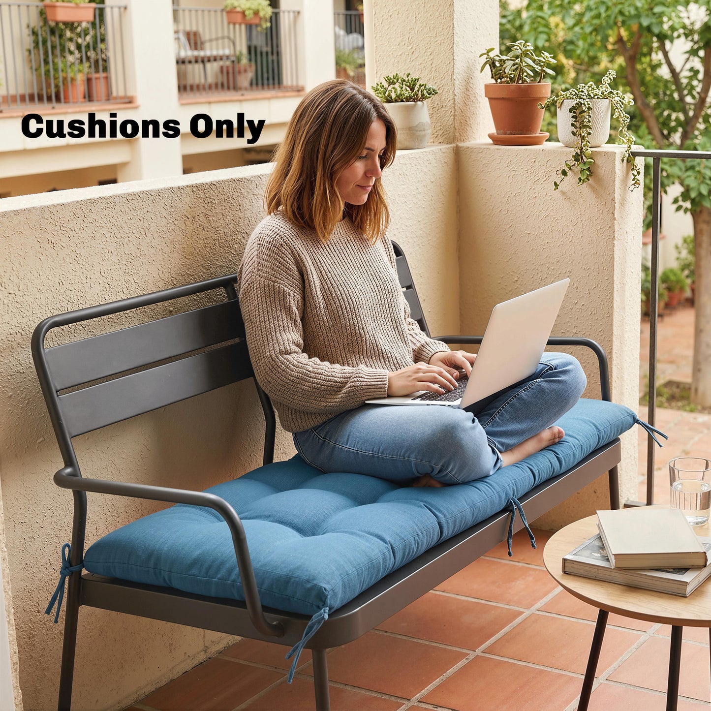 Sun Lounger Cushion, Memory Foam Patio Chair Cushion with Ties