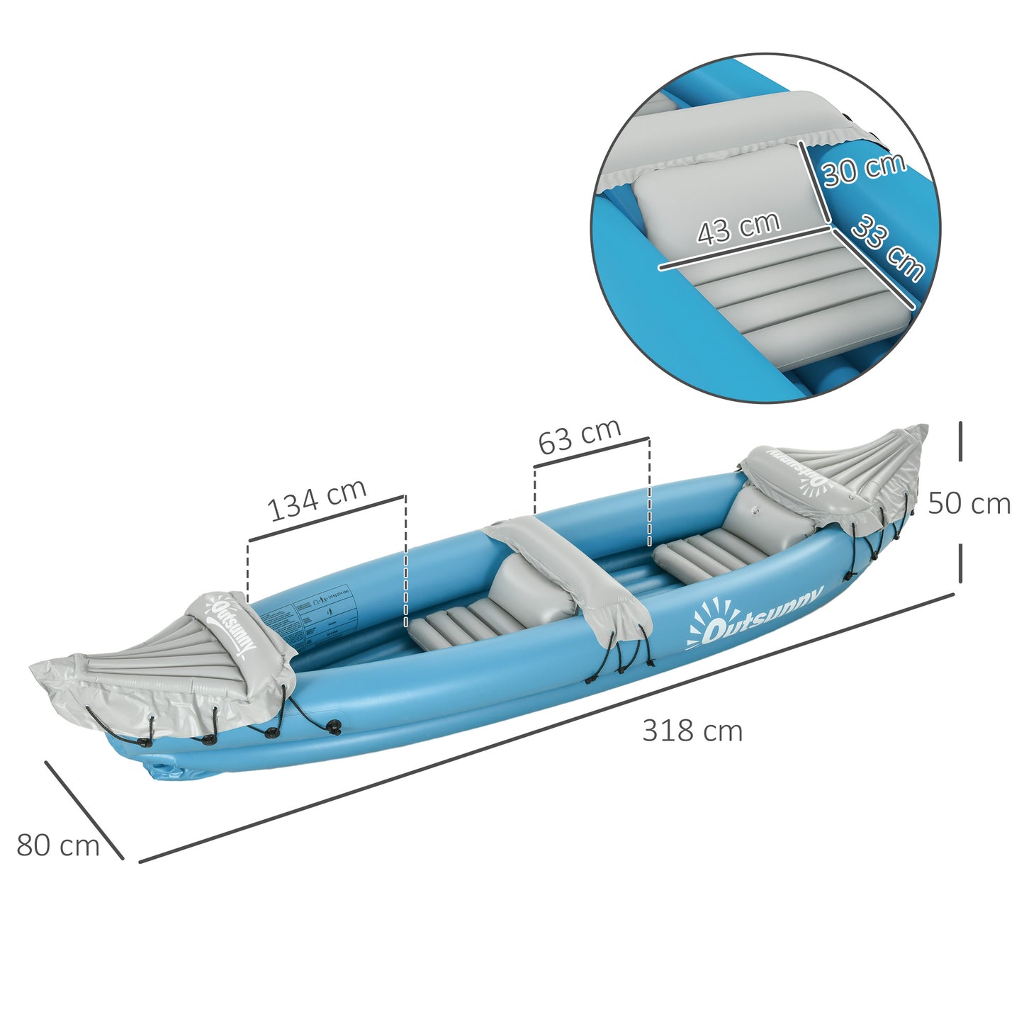 Inflatable Kayak Two-Person Inflatable Boat w/ Air Pump, Blue