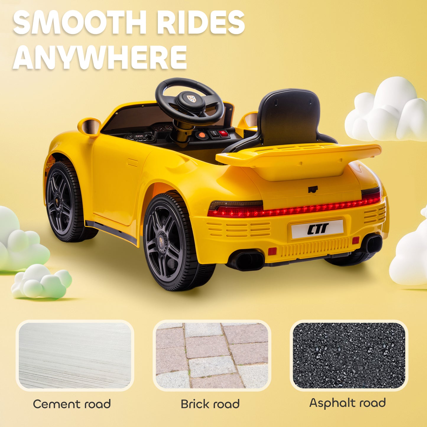Battery Powered Kids Electric Car with Remote Control, Yellow