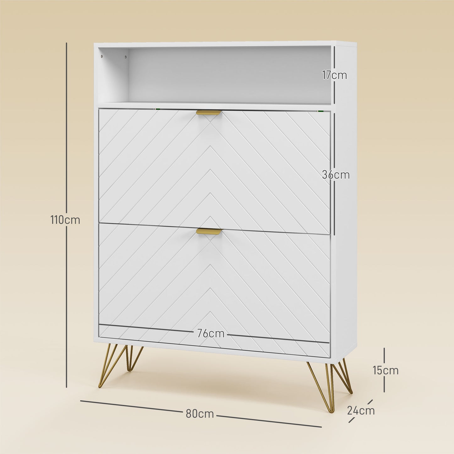 Narrow Shoe Storage Cabinet with 2 Flip Drawers for 12 Pairs of Shoes