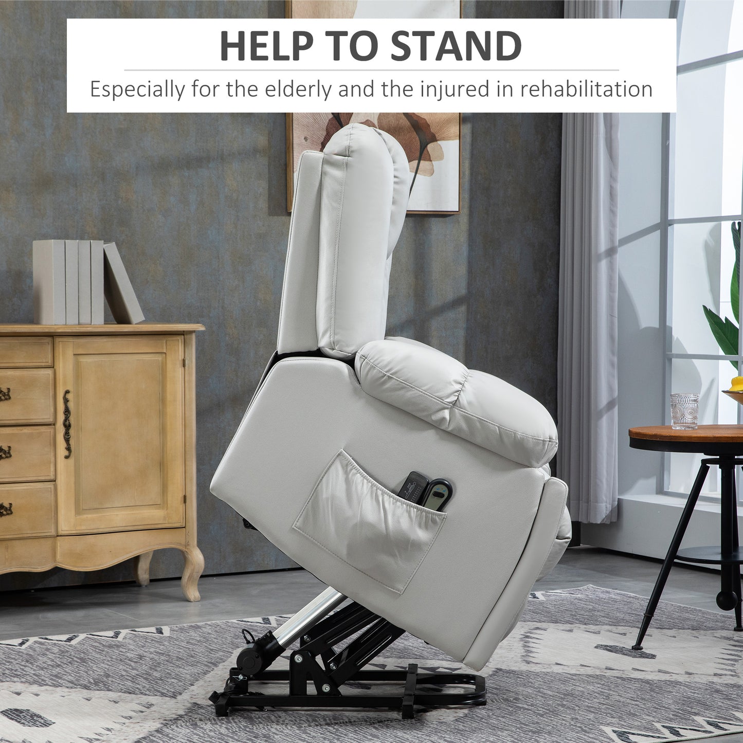 Riser and Recliner Chair for Elderly, Quick Assembly, Light Grey