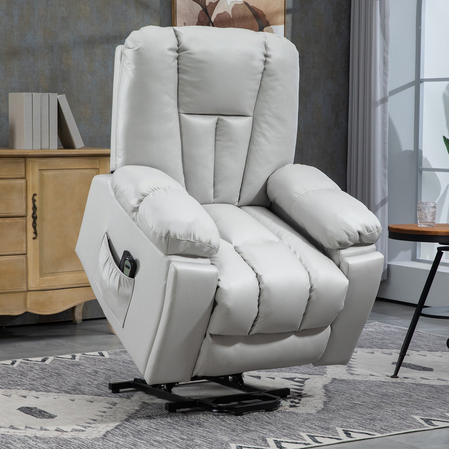 Riser and Recliner Chair for Elderly, Quick Assembly, Light Grey