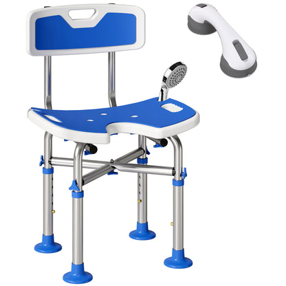 Shower Chair with U-Shaped Cutout, Height Adjustable Shower Chair