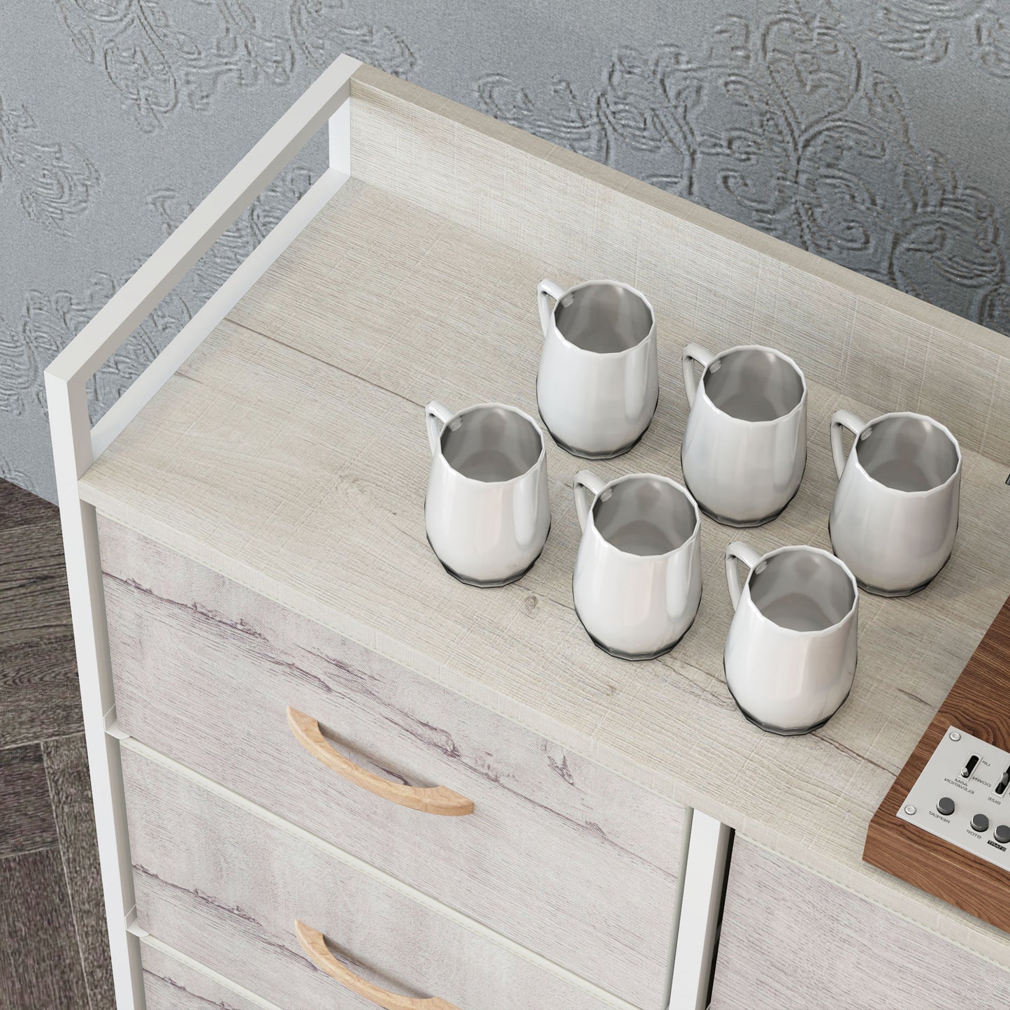 Bedroom Chest of Drawers 6 Drawer Dresser w/ Shelf, Natural