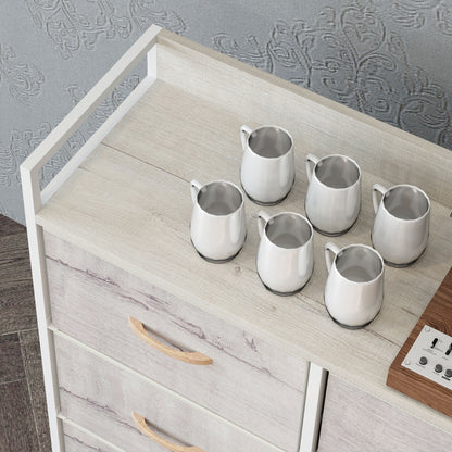 Bedroom Chest of Drawers 6 Drawer Dresser w/ Shelf, Natural