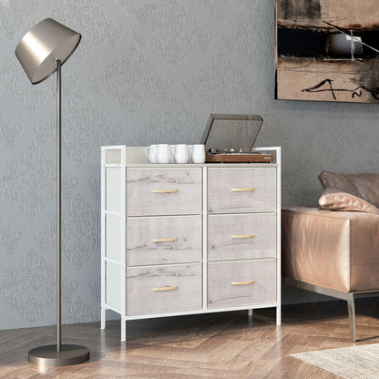 Bedroom Chest of Drawers 6 Drawer Dresser w/ Shelf, Natural