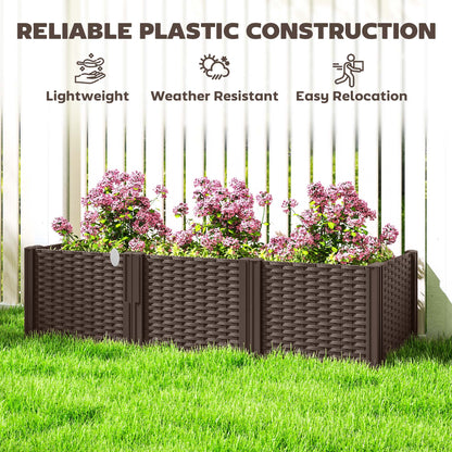 Plastic Planter Box Kit, Modular Raised Bed for Flowers, Herbs