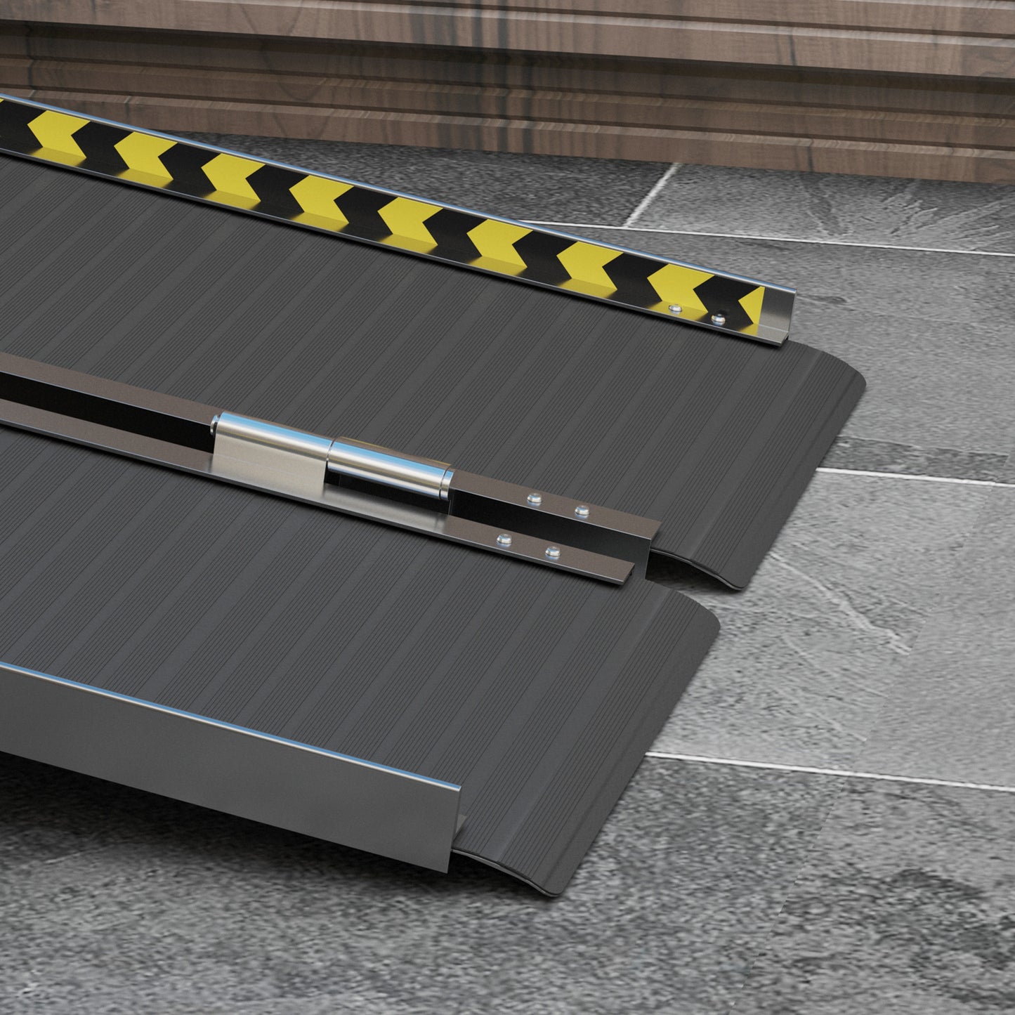 Wheelchair Ramp Folding Aluminium Threshold Ramp w/ Non-Skid Surface, Transition Plates Above & Below , 122L x 73Wcm, 272KG Capacity,