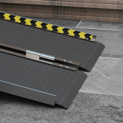 Wheelchair Ramp Folding Aluminium Threshold Ramp w/ Non-Skid Surface, Transition Plates Above & Below , 122L x 73Wcm, 272KG Capacity,
