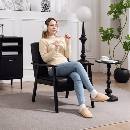 Accent Chair PU Leather Armchair with Armrests for Living Room Black