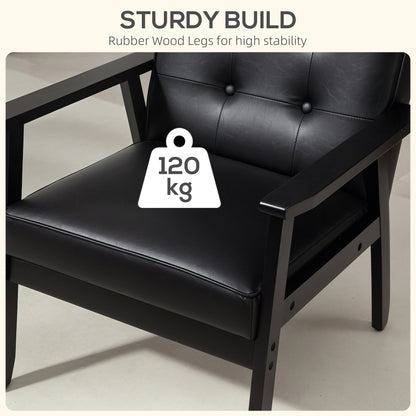 Accent Chair PU Leather Armchair with Armrests for Living Room Black