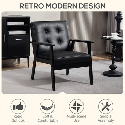 Accent Chair PU Leather Armchair with Armrests for Living Room Black