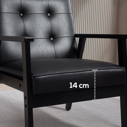 Accent Chair PU Leather Armchair with Armrests for Living Room Black