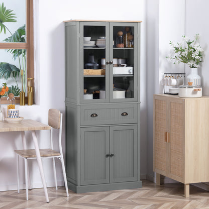 Tall Kitchen Cupboard, 5-tier Storage Cabinet with Adjustable Shelves