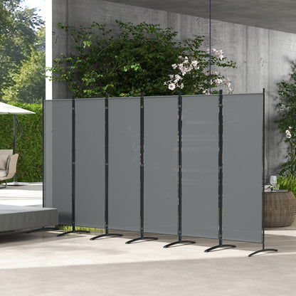 Garden Privacy Screen Foldable 6 Panel Room Divider, Dark Grey
