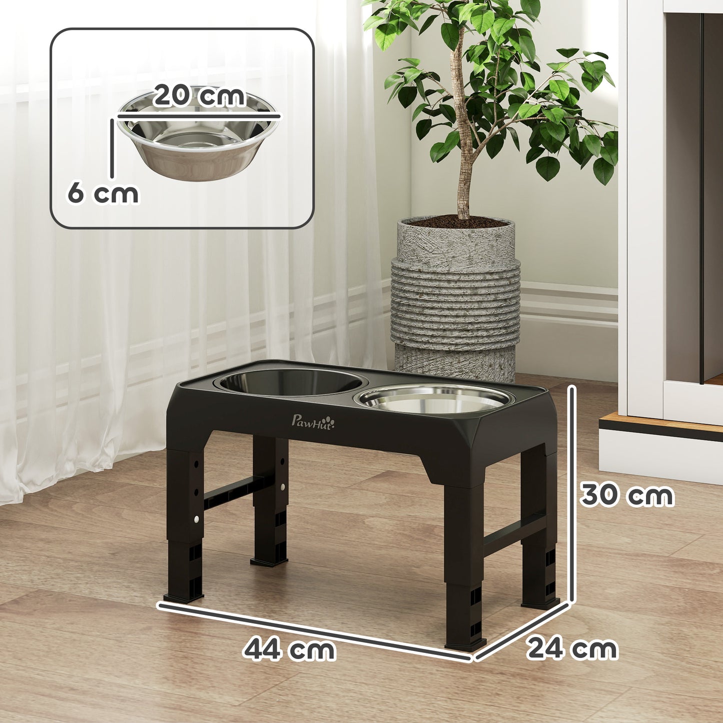 Raised Dog Bowl, Foldable Elevated Dog bowls, 4 Heights Adjustable