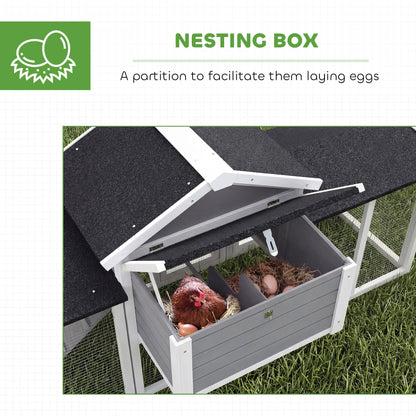 Wooden Chicken Coop Hen House with Nesting Box Run