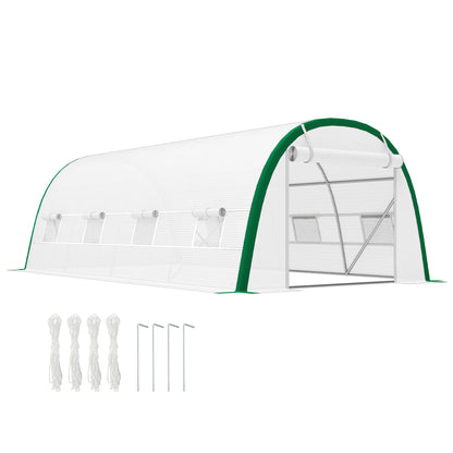 Polytunnel Greenhouse Tunnel Warm House Tent with PE Cover, White