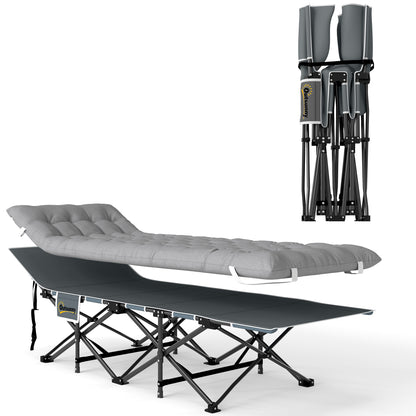 Camping Bed for Adults with Mattress Folding Cot Light Grey