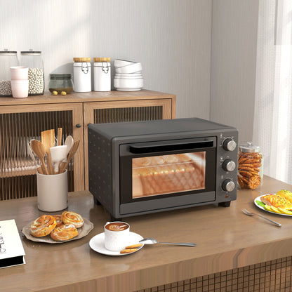 Mini Oven 21L Electric Grill w/ Adjustable Temp Timer 1400W, Grey