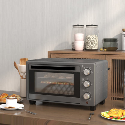 Mini Oven 21L Electric Grill w/ Adjustable Temp Timer 1400W, Grey