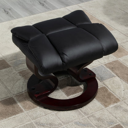 PU Leather Manual Reclining Armchair Footstool Padded Seat Black