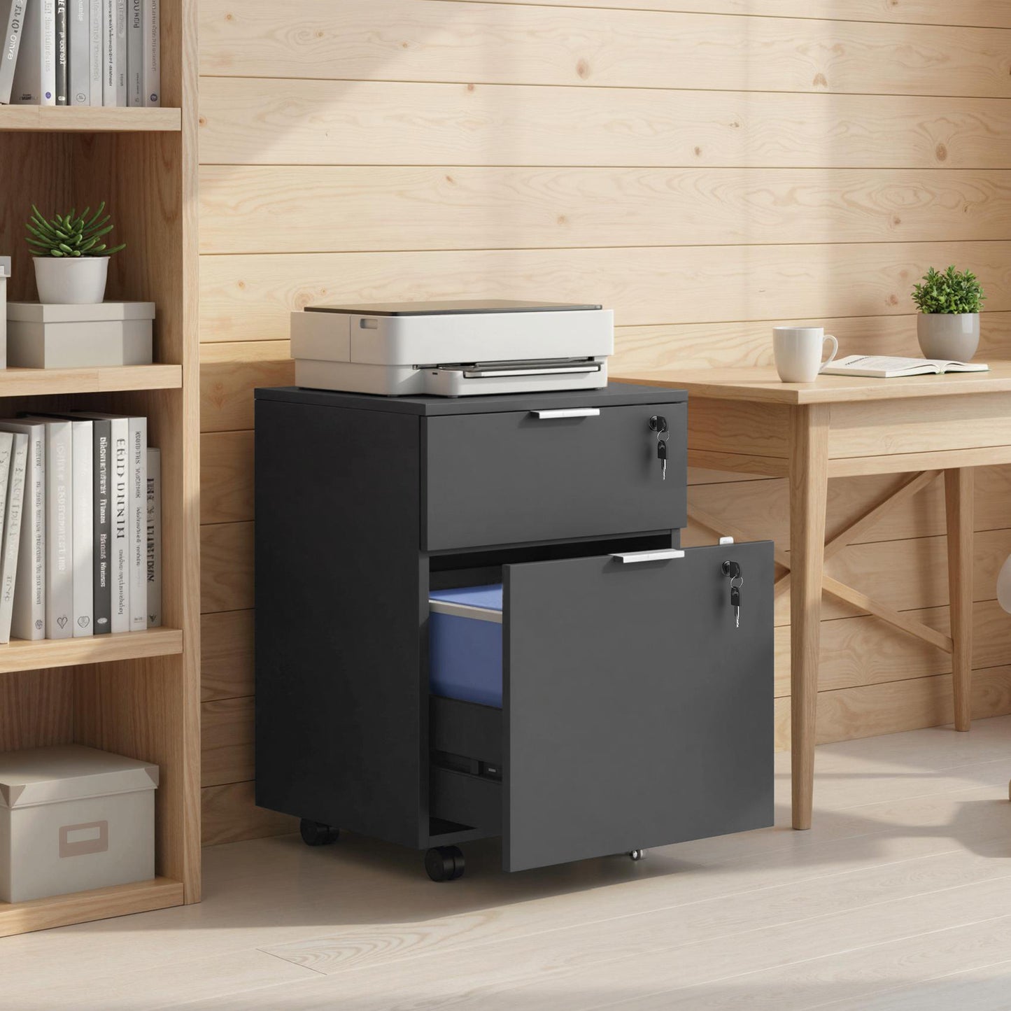 2 Drawer Filing Cabinet with Adjustable Hanging Bars for A4 and Letter