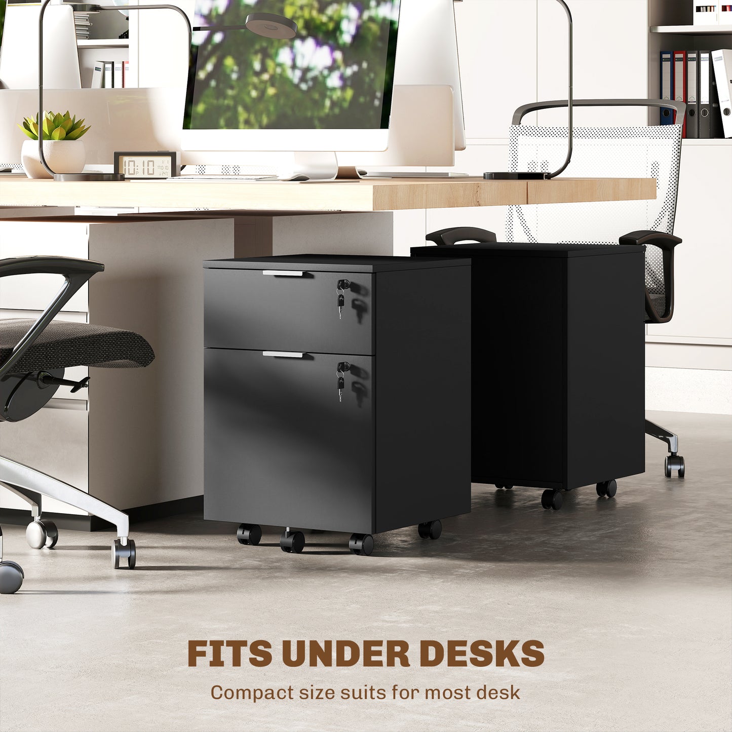 2 Drawer Filing Cabinet with Adjustable Hanging Bars for A4 and Letter