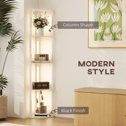 Corner Floor Lamp with Dimmable Warm White LED Light, Oak