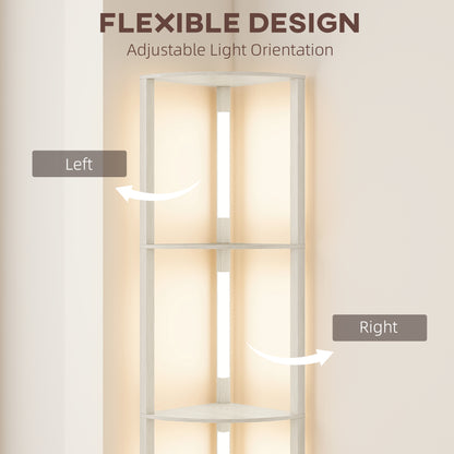Corner Floor Lamp with Dimmable Warm White LED Light, Oak