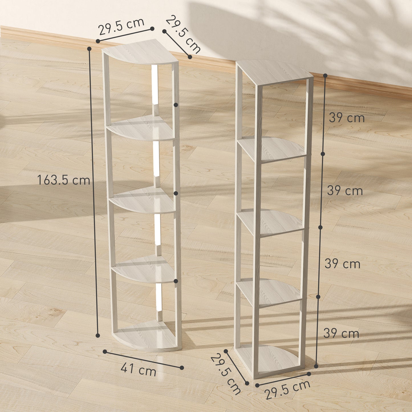 Corner Floor Lamp with Dimmable Warm White LED Light, Oak