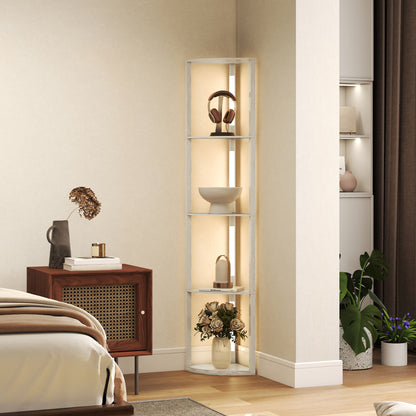 Corner Floor Lamp with Dimmable Warm White LED Light, Oak