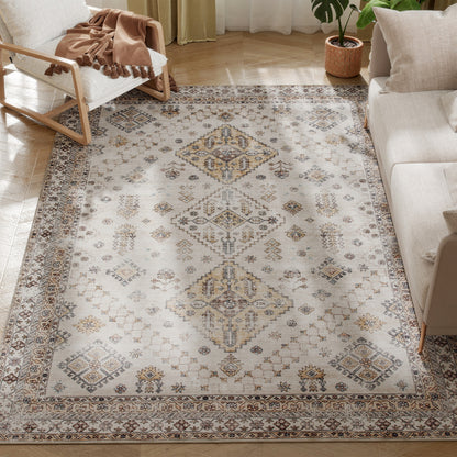 Flannel Non-Slip Washable Rug for Living Room, 230 x 160 cm, Beige