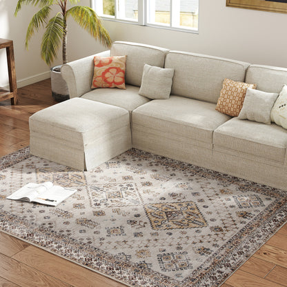 Flannel Non-Slip Washable Rug for Living Room, 230 x 160 cm, Beige