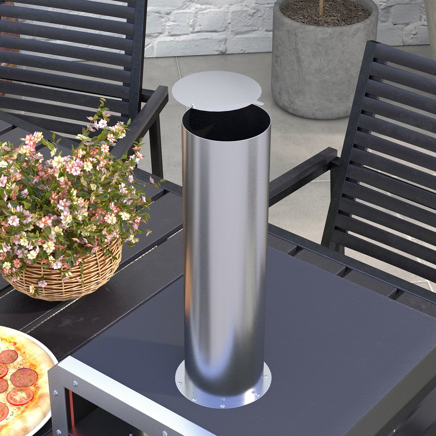 Portable Wood Pellet Pizza Oven with 12" / 30cm Rotating Pizza Stone, Peel and Cover, Wood Fired Pizza Maker with Thermometer