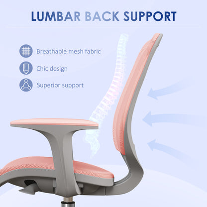 Office Chair, 360 Degree Swivel Desk Chair with Security Wheels, Pink