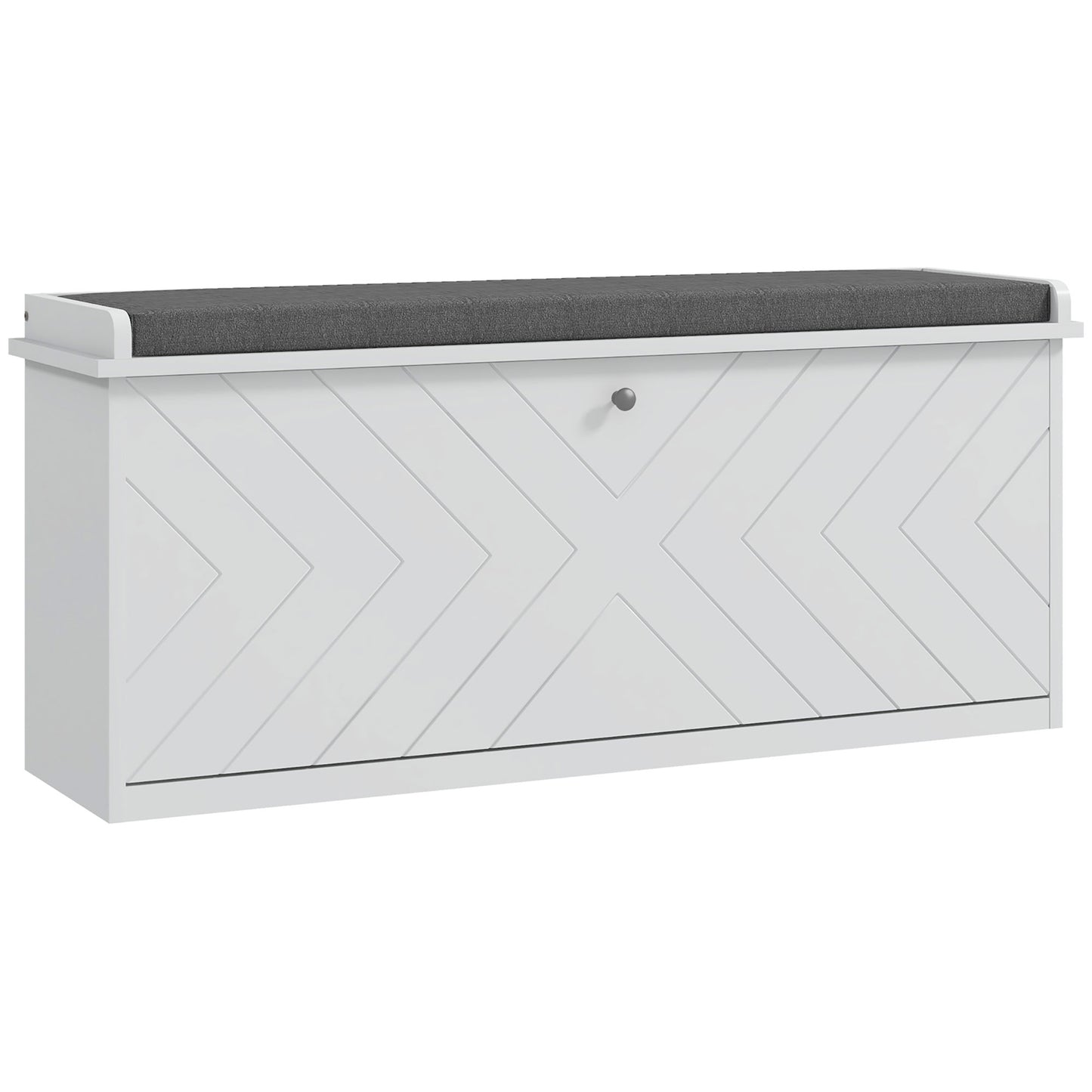 Shoe Bench with Flip Drawer, Cushion, 10 Pairs for Entryway White