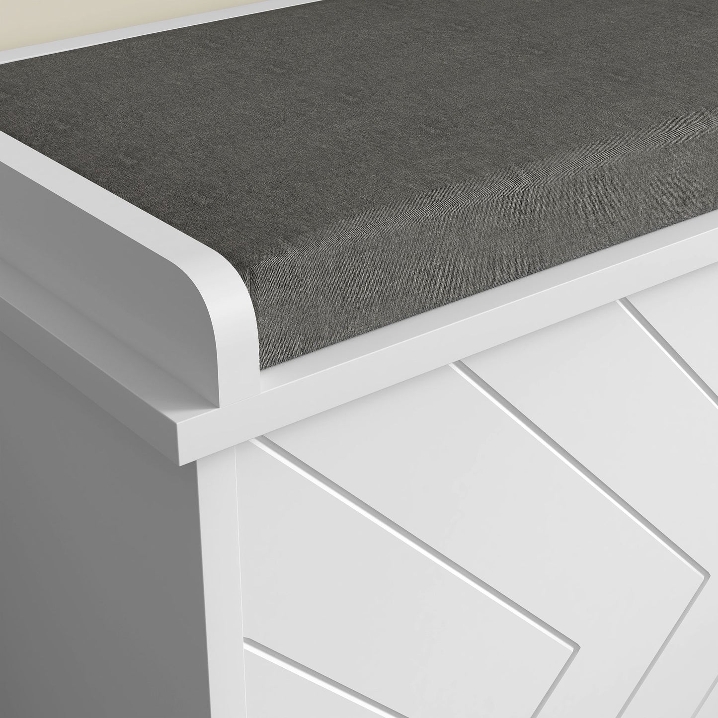 Shoe Bench with Flip Drawer, Cushion, 10 Pairs for Entryway White
