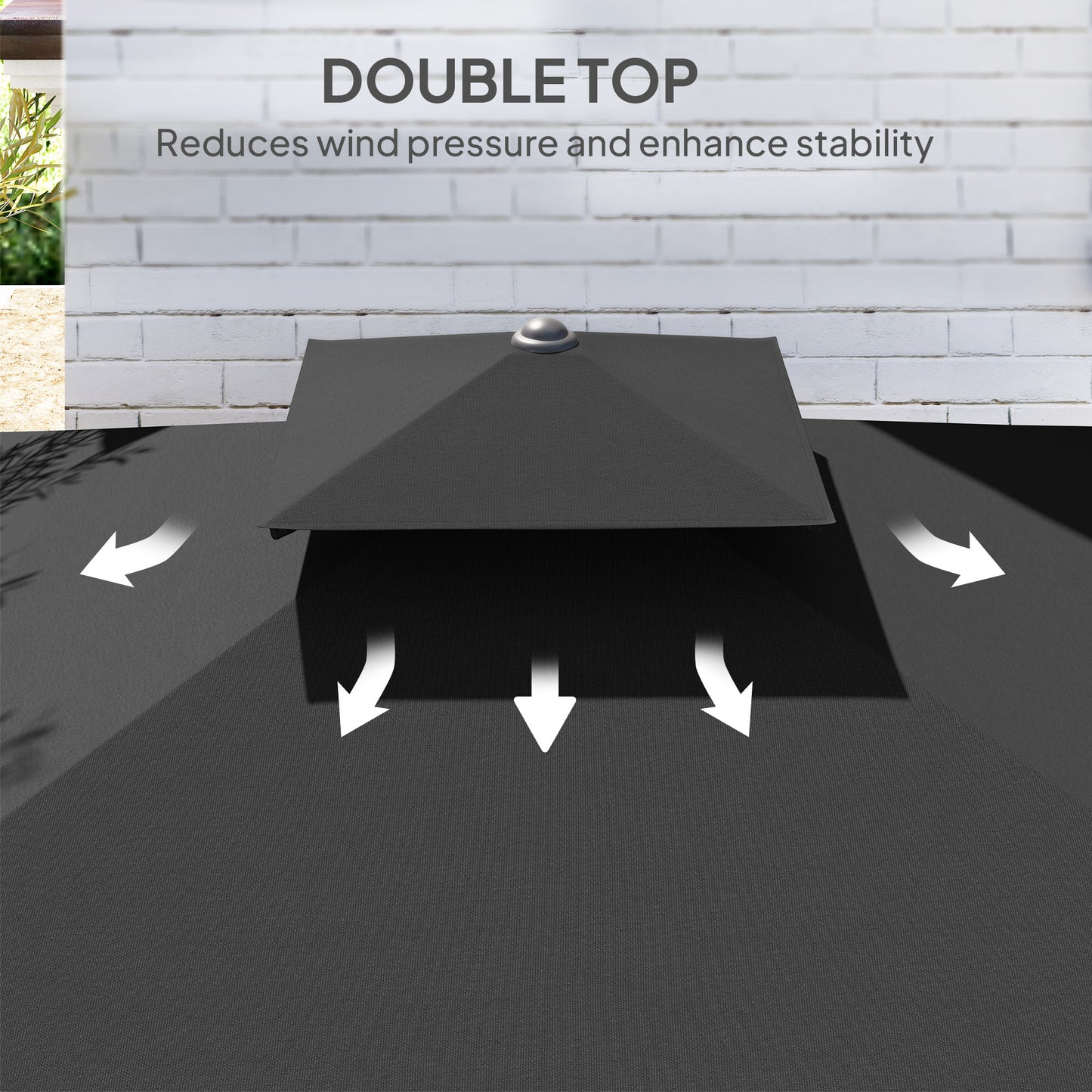 2.5m Cantilever Garden Parasol Umbrella with Cross Base, Black