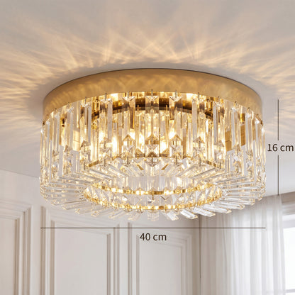 Crystal Ceiling Light with 160 Crystal Pendants, Gold Tone