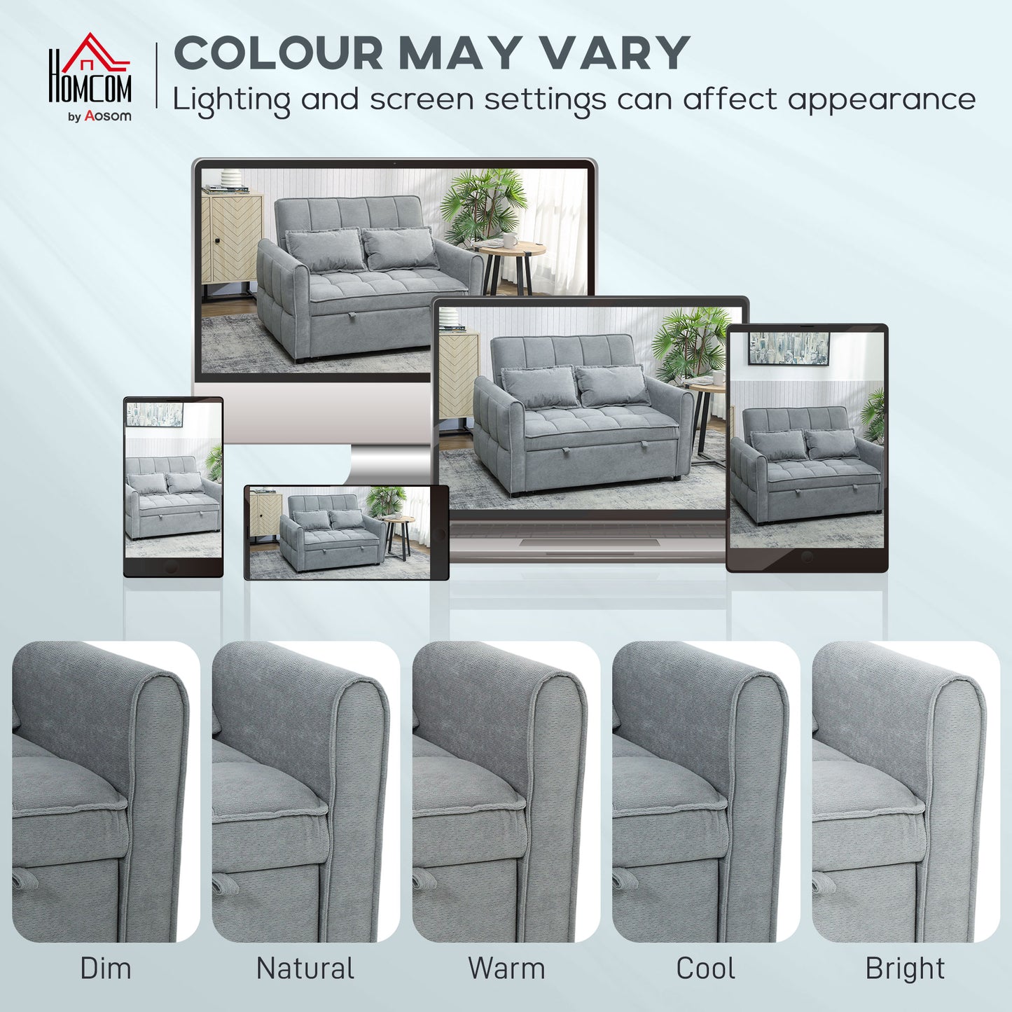 2 Seater Sofa Bed, 3-in-1 Sleeper Sofa with Adjustable Backrest