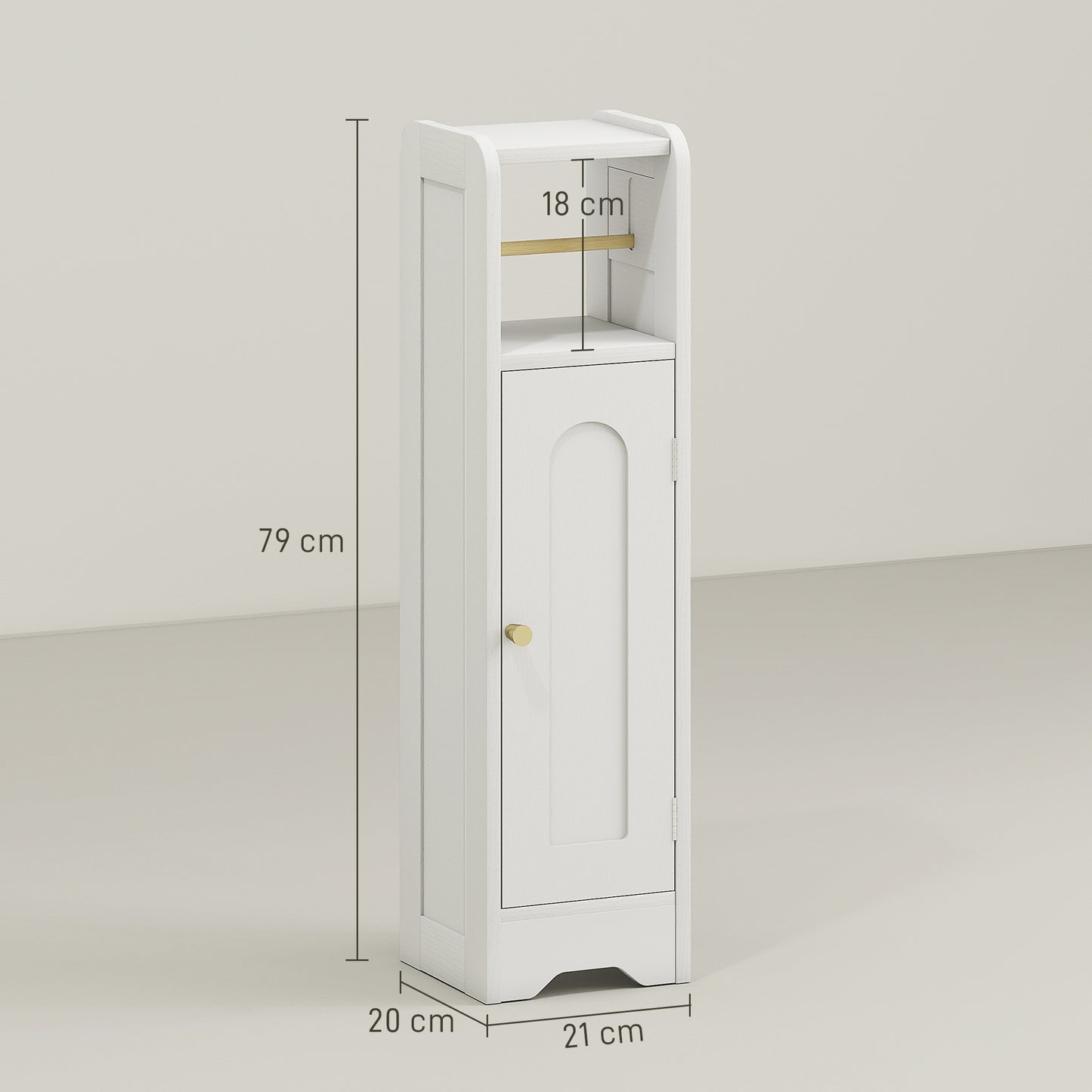 Toilet Roll Holder Slim Bathroom Cabinet with Adjustable Shelf White