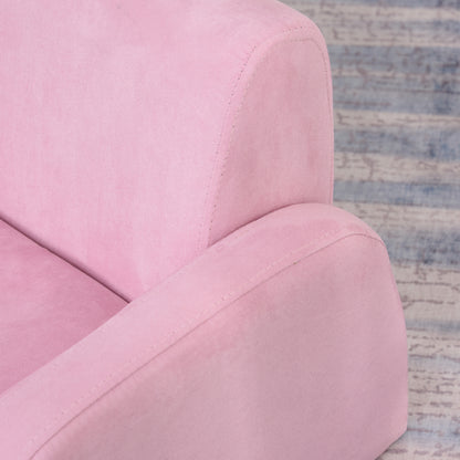 2 In 1 Kids Armchair Sofa Bed Fold Out Padded Wood Frame Bedroom, Pink