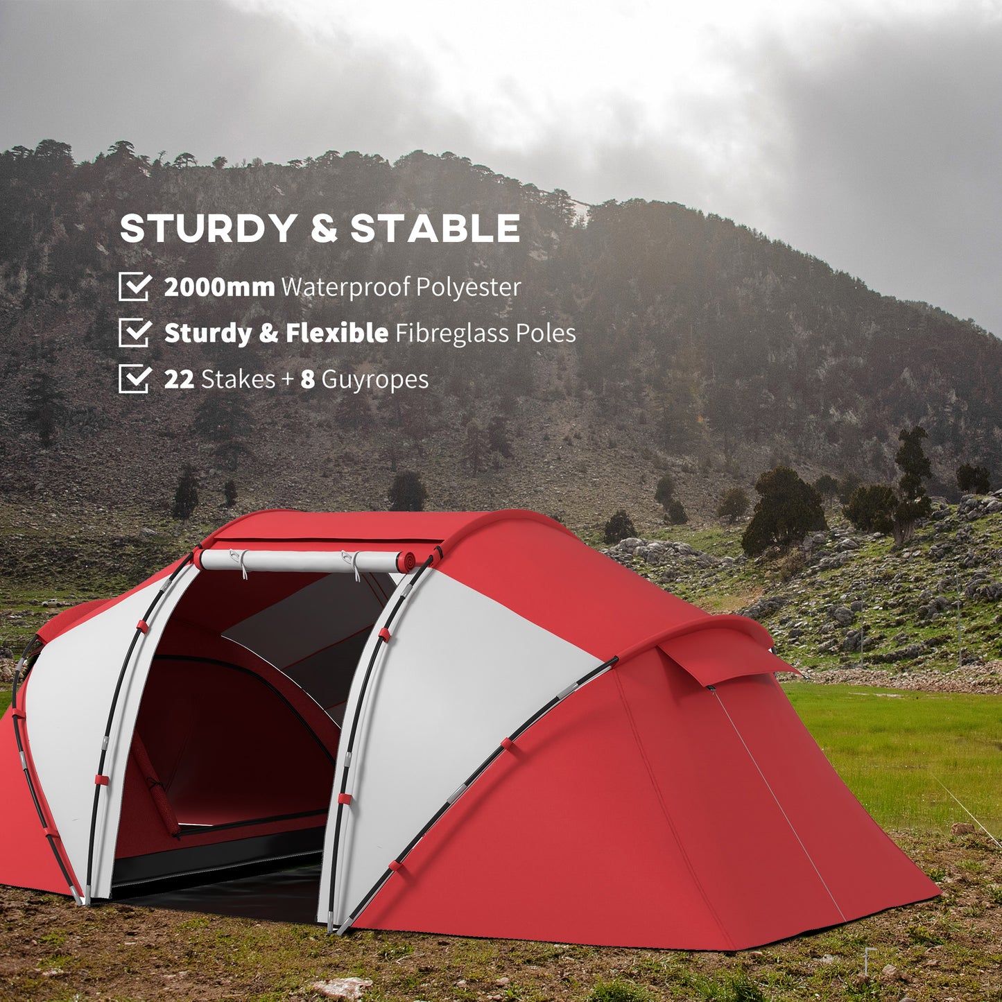 4-6 Persons Camping Tent Dome Family Travel Group Hiking Room Fishing