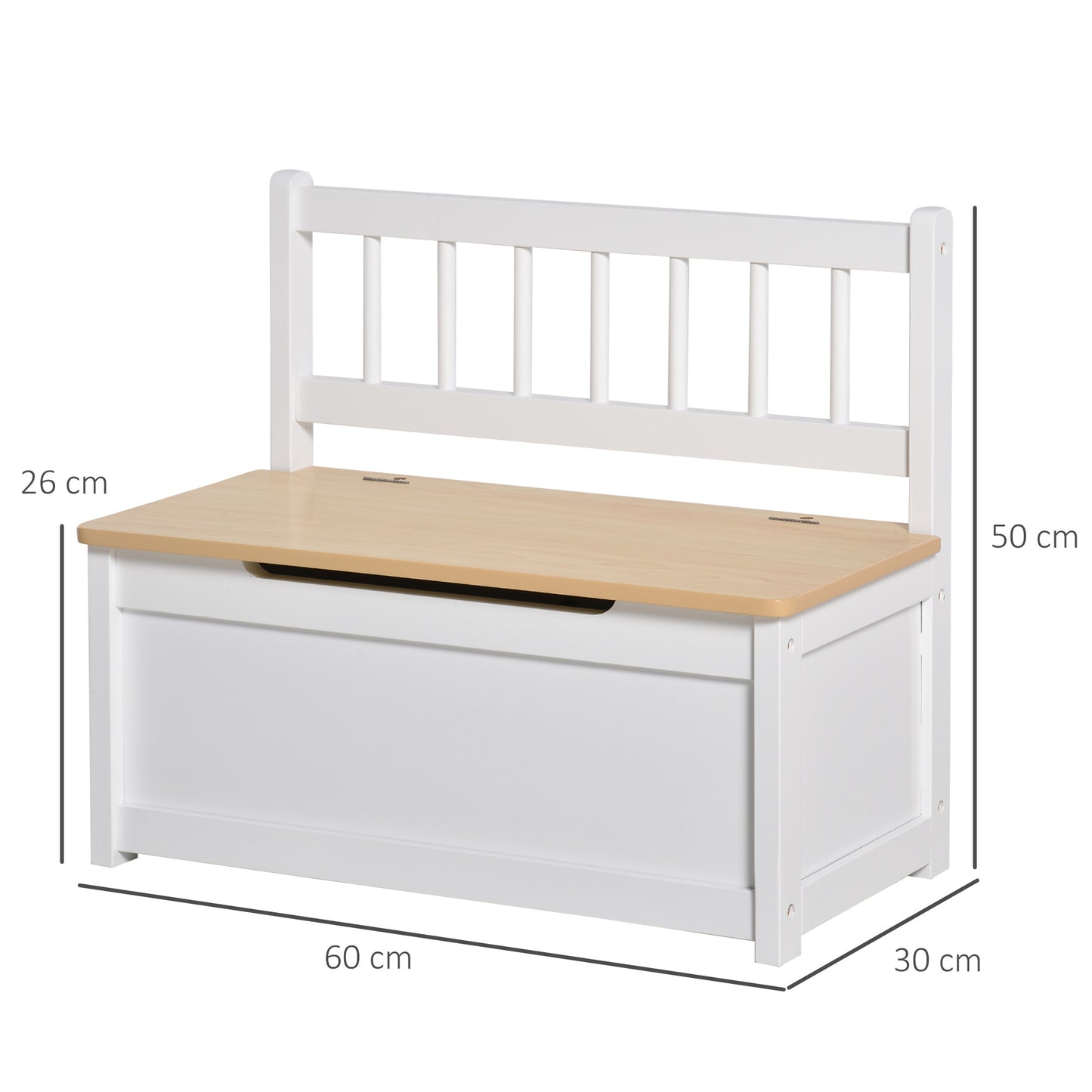 2 In 1 Wooden Toy Box, Seat Bench Storage Chest w/ Pneumatic Rod