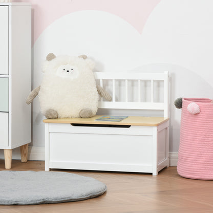 2 In 1 Wooden Toy Box, Seat Bench Storage Chest w/ Pneumatic Rod