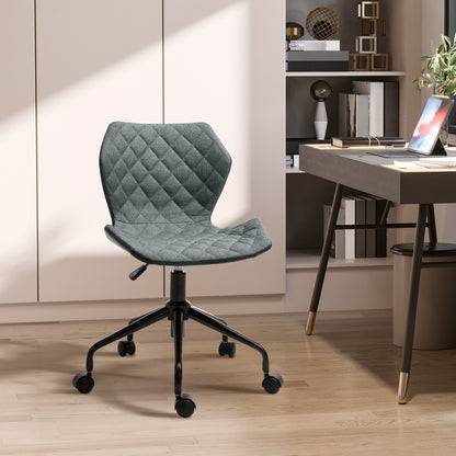 Home Office Swivel Desk Chair Nylon Wheels Adjustable Height Linen Grey
