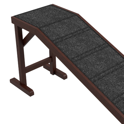 Pet Ramp for Dogs Cats Non-Slip Carpet Top Platform - Brown & Grey